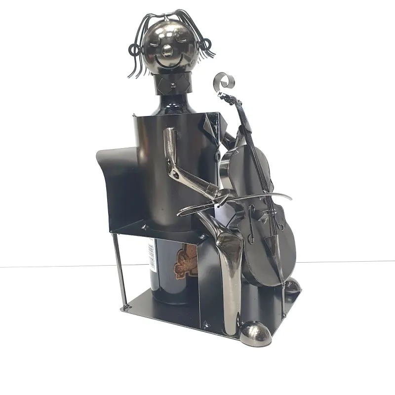 Violoncelist, suport din metal pentru sticla, 16x32 cm